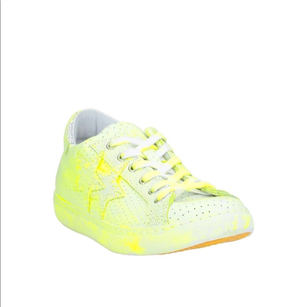 2star yellow leather women laced sneakers shoes